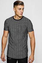 Boohoo Muscle Fit Longline Metallic Stripe T-shirt