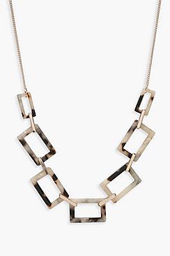 Boohoo Rectangle Linked Resin Necklace