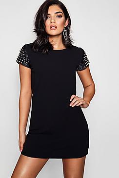 Boohoo Georgina Studded Sleeve Dress