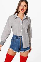 Boohoo Petite Kristen Contrast Stripe Over Sized Shirt