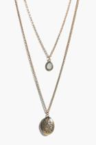 Boohoo Ivy Stone And Ornate Charm Necklace Gold