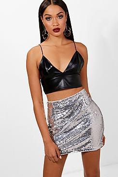 Boohoo All Over Sequin Mini Skirt