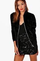 Boohoo Jade Crushed Velvet Bomber