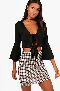 Boohoo April Monochrome Check Basic Jersey Mini Skirt