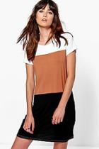 Boohoo Antoinette Cap Sleeve Colour Block Shift Dress