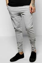 Boohoo Skinny Fit Jersey Joggers With Zip Front Grey