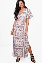 Boohoo Molly Vintage Floral Lace Up Maxi Dress Yellow