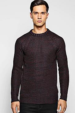 Boohoo Heavy Knit Mixed Yarn Crew Neck Jumper