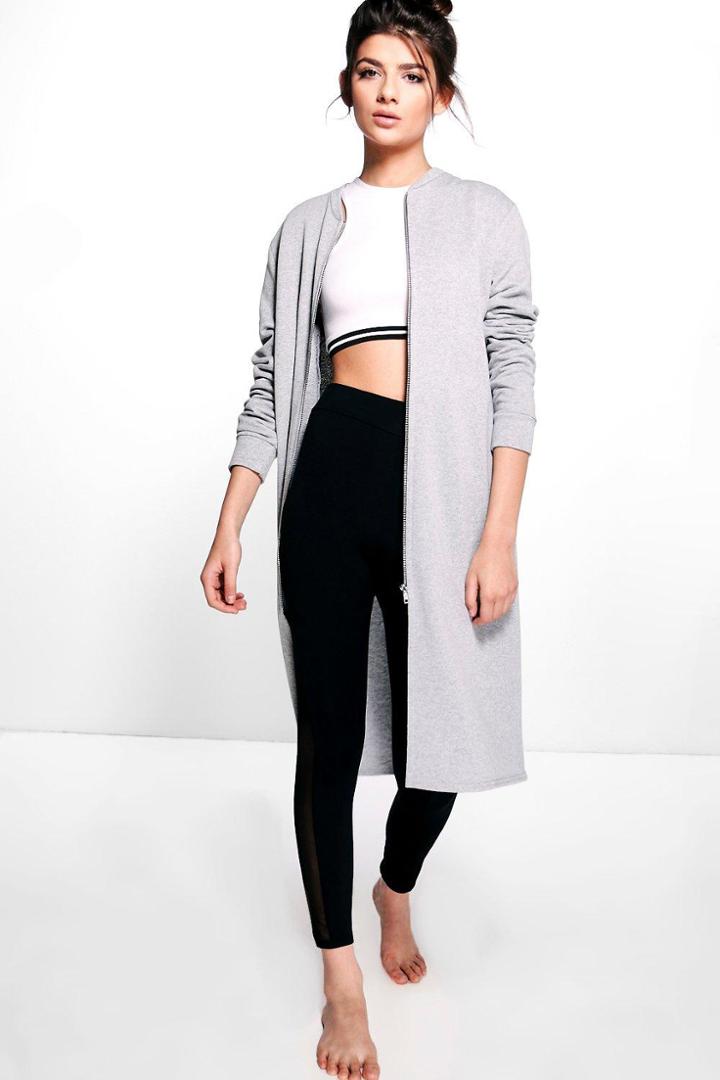 Boohoo Annabelle Zip Front Lounge Coat Grey