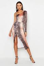 Boohoo Tall Snake Slinky One Shoulder Midi Dress
