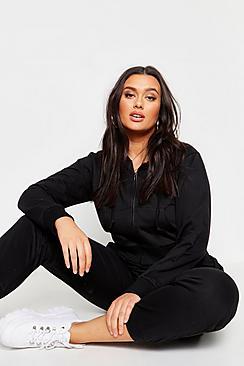 Boohoo Plus Zip Through Hoody & Jogger Set