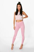 Boohoo Pia Rouched Ankle Viscose Leggings Rose