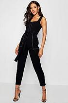 Boohoo Topstitch Square Neck Pocket Jumpsuit