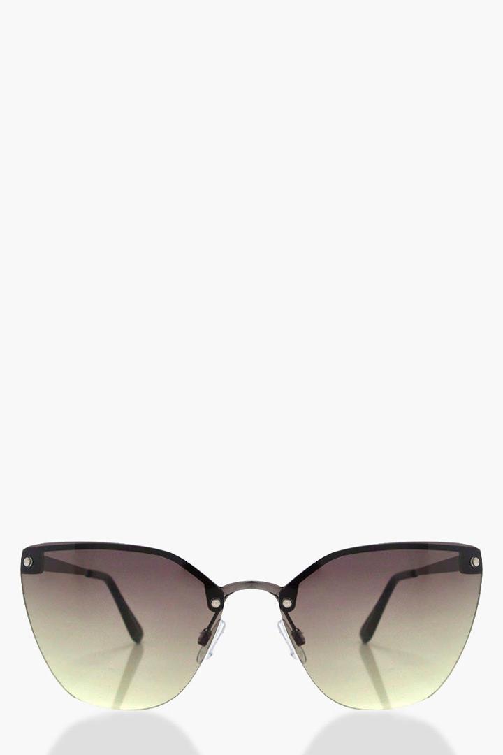 Boohoo Pheobe Black Oversized Frameless Sunglasses Black