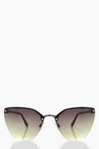 Boohoo Pheobe Black Oversized Frameless Sunglasses Black