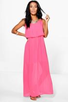 Boohoo Sophina Frill Top Maxi Dress Coral