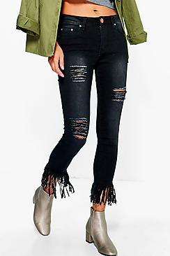 Boohoo Jenna Ultra Fray Hem Skinny Jeans