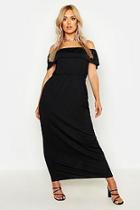 Boohoo Plus Bardot Ruffle Maxi Dress