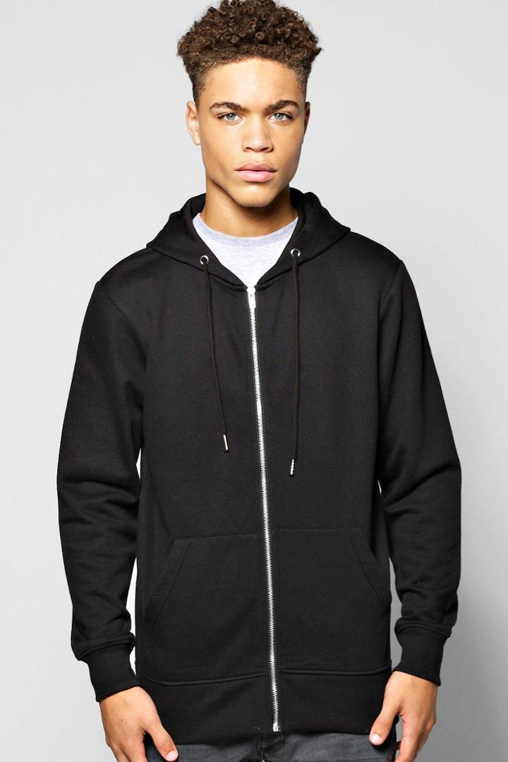 Boohoo Zip Through Hoodie Black