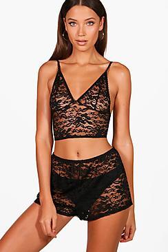 Boohoo Tall Avery Lace Cami And Shorts Set