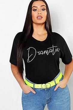 Boohoo Plus Dramatic Slogan T-shirt