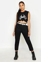 Boohoo High Wiasted Contrast Belt Utility Jeans