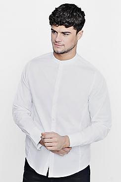 Boohoo Grandad Neck Poplin Shirt