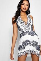 Boohoo Kya Eyelash Lace Plunge Neck Bodycon Dress