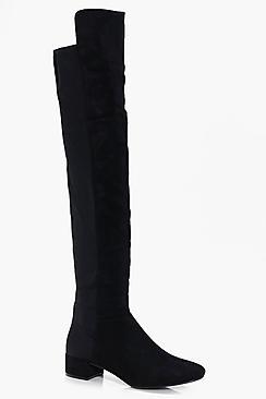 Boohoo Jess Block Heel Thigh High Boot