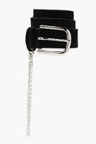 Boohoo Suedette Belt With Silver Chain