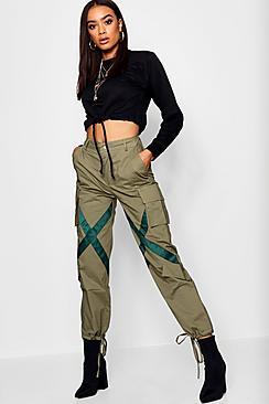 Boohoo Satin Tape Utility Cargo Trousers