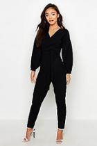 Boohoo Petite Off The Shoulder Straight Leg Jumpsuit
