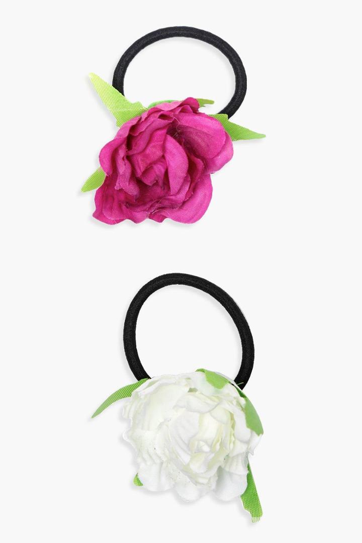 Boohoo Gracie Floral Hair Bobble 2 Pack Purple