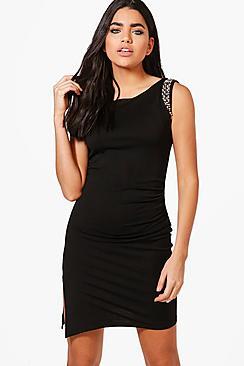 Boohoo Sarah Diamante Shoulder Dress
