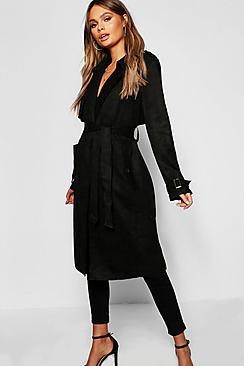 Boohoo Collared Belted Suedette Jacket
