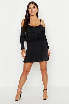 Boohoo Soft Handle Faux Suede Frill Hem Mini Skirt