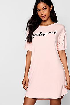 Boohoo 'the Bridesmaid' Slogan Bridal Sleep Tee