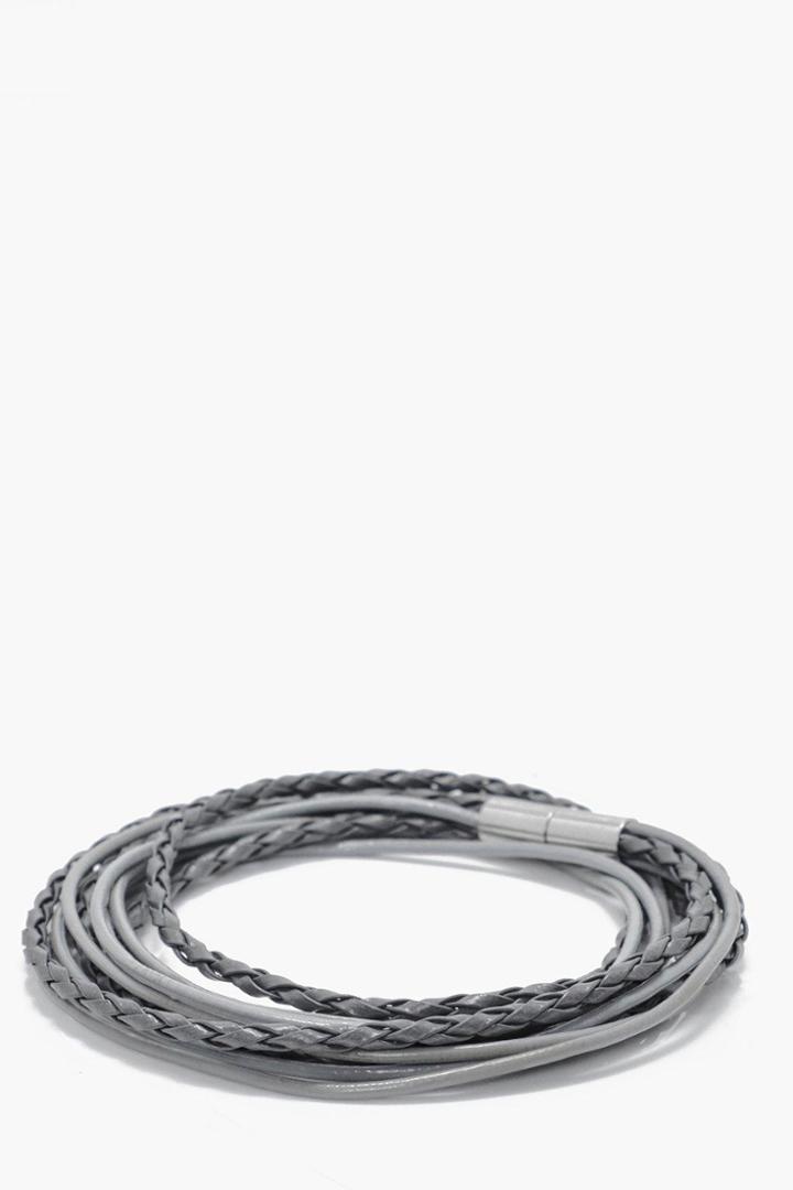 Boohoo Multi-band Pu Bracelet Grey