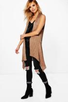 Boohoo Harriet Mixed Ribbed Waistcoat Camel