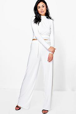 Boohoo Daniella Slinky D Ring Crop & Trouser Co-ord