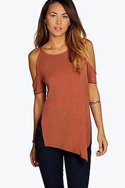 Boohoo Hannah Cold Shoulder Side Split Tee
