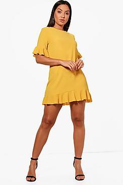 Boohoo Ruffle Hem Shift Dress