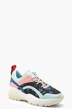 Boohoo Camo Panel Chunky Sole Sneakers