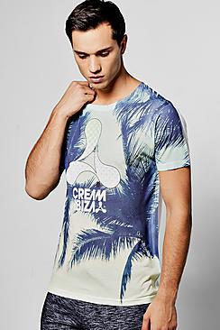 Boohoo Cream Ibiza Palm Print T Shirt