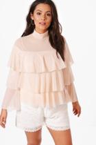 Boohoo Plus Hope Mesh Layered Top Nude