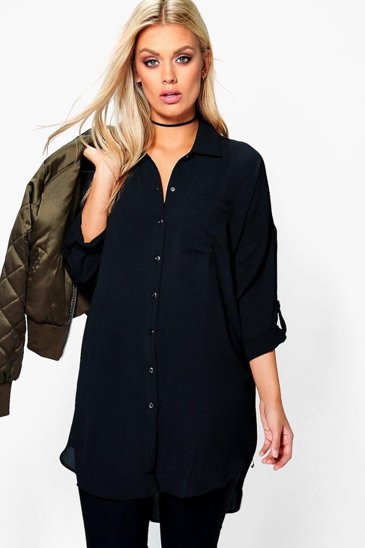 Boohoo Plus Eva Oversized Shirt Black