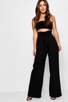 Boohoo Petite Carla Lace Up Wide Leg Trouser
