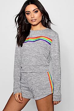 Boohoo Harlie Rainbow Lounge Short Set