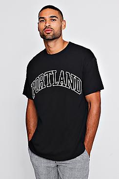 Boohoo Oversized Front/back Print Portland T-shirt