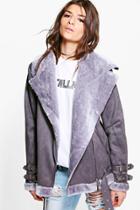 Boohoo Milly Boutique Bonded Aviator Charcoal